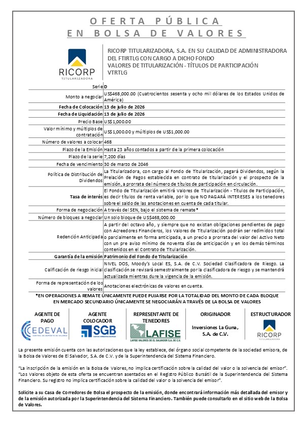 AVISO COLOCACION VTRTLG SERIE D
