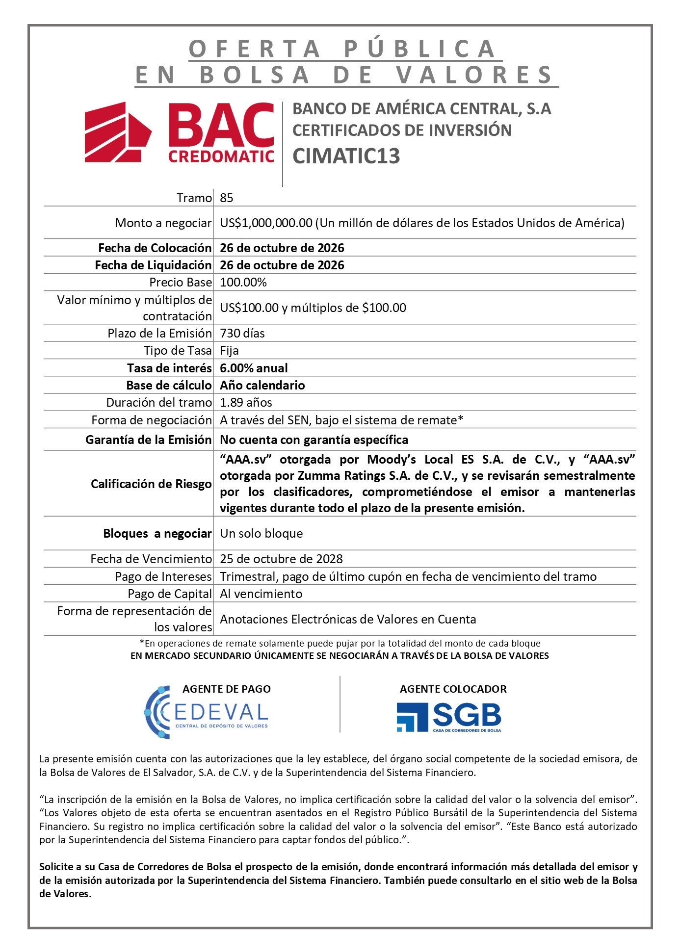 AVISO COLOCACION CIMATIC13 T 85