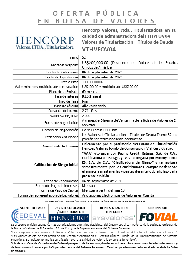 AVISO COLOCACION FTHVFOV04 T 52