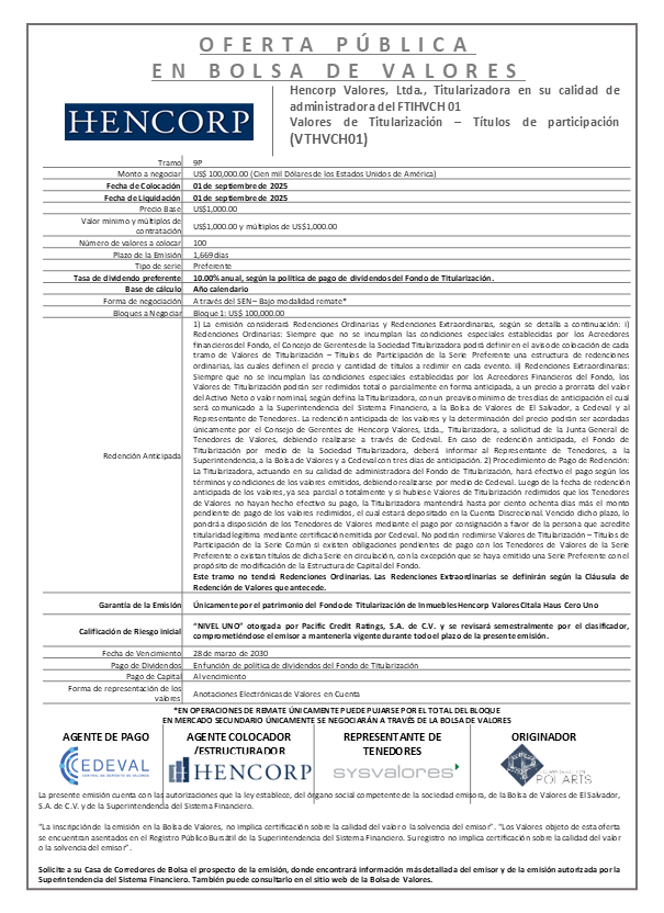 AVISO COLOCACION FTIHVCH01 T 9P