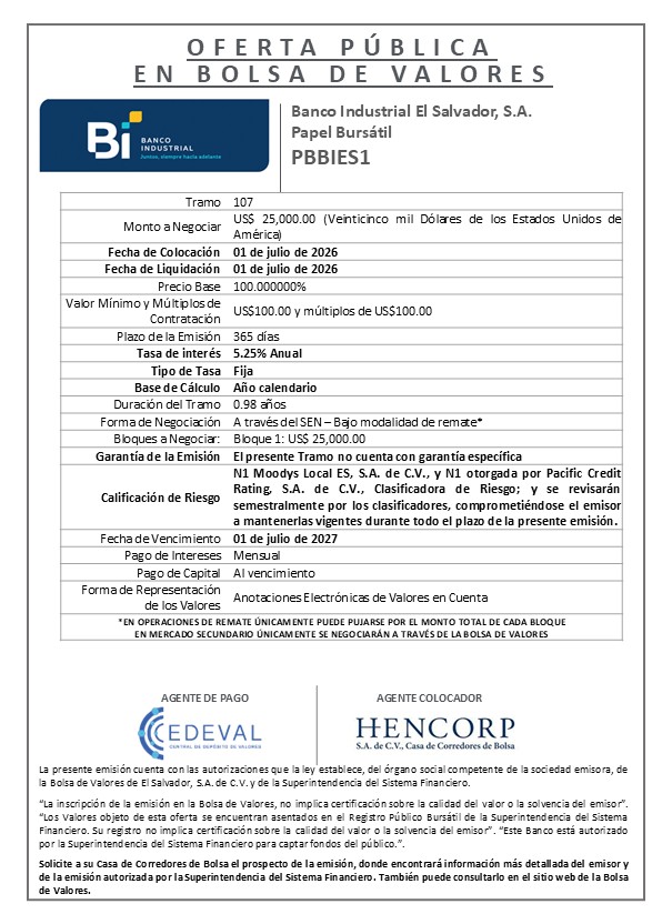 AVISO COLOCACION PBBIES1 T 107