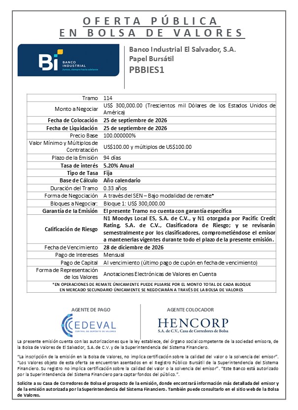 AVISO COLOCACION PBBIES1 T 114