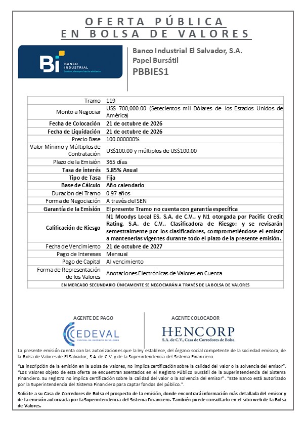 AVISO COLOCACION PBBIES1 T 119