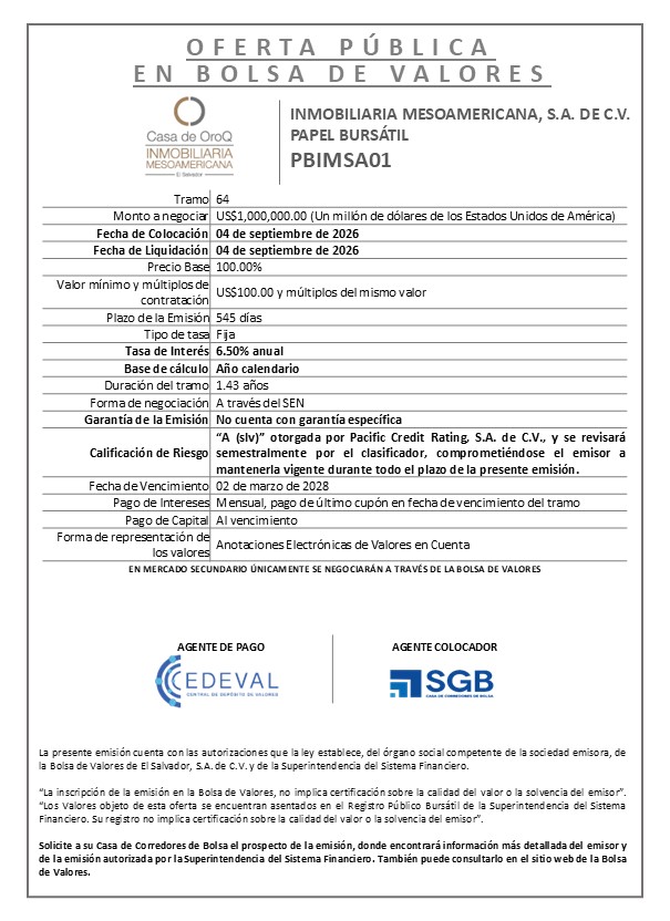 AVISO COLOCACION PBIMSA01 T64