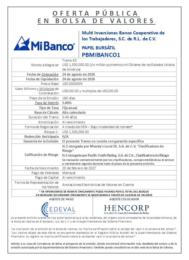 AVISO COLOCACION PBMIBANCO01 T63