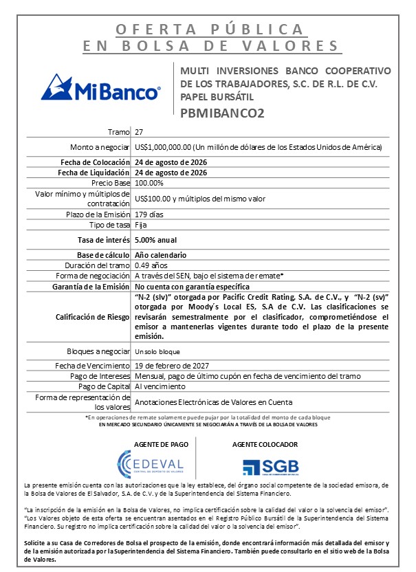 AVISO COLOCACION PBMIBANCO2 T27