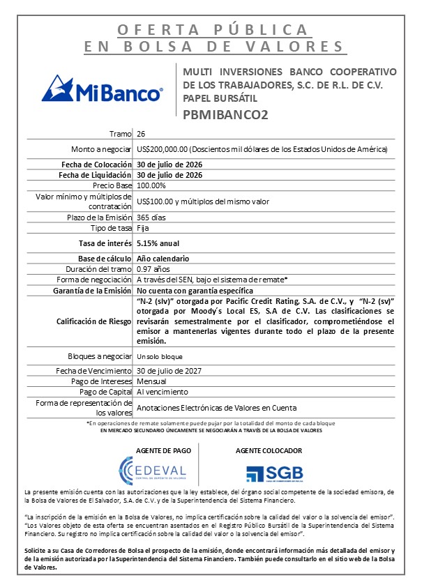 AVISO COLOCACION PBMIBANCO2 T 26