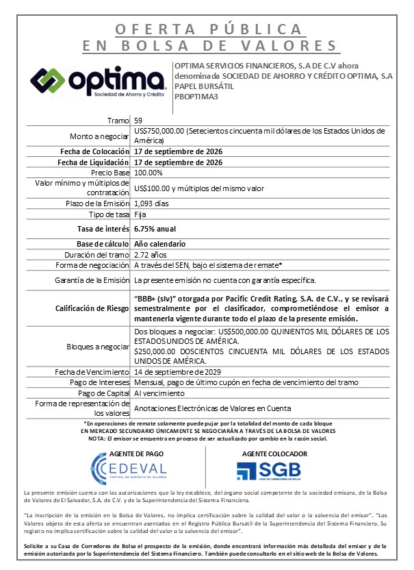 AVISO COLOCACION PBOPTIMA3 T 59