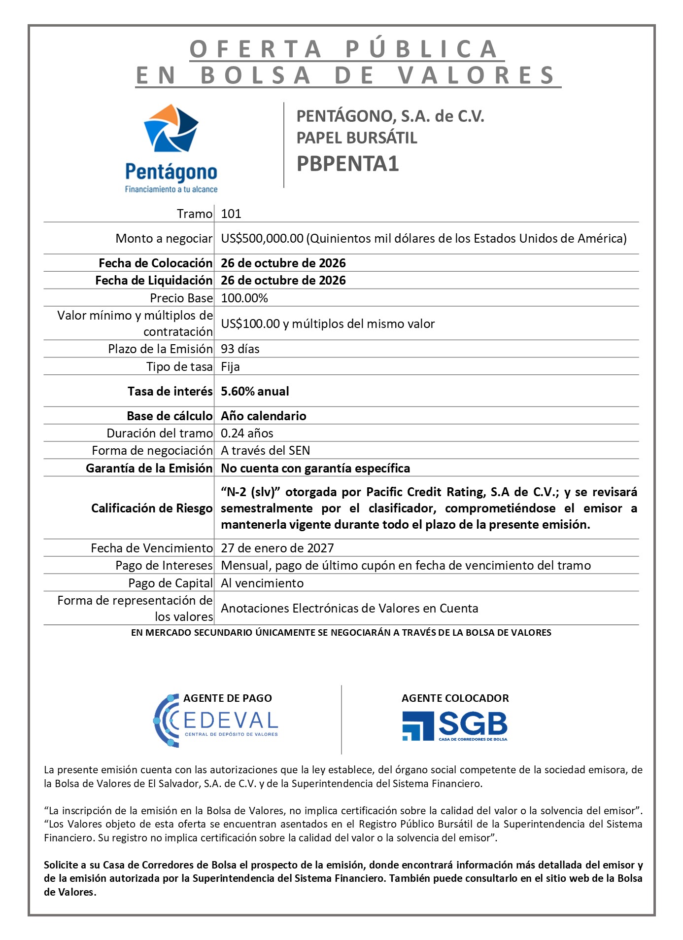 AVISO COLOCACION PBPENTA1 T 101