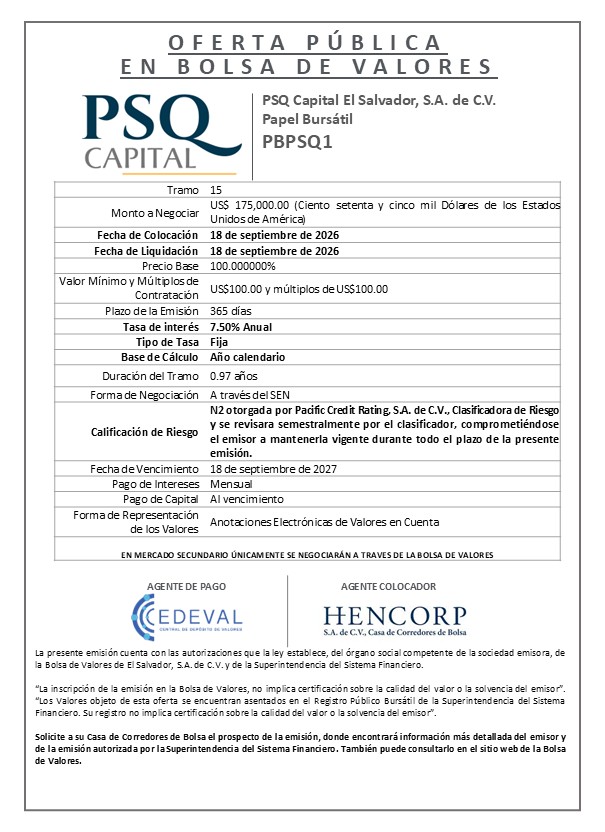 AVISO COLOCACION PBPSQ1 T 15 