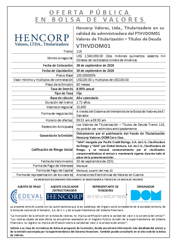 AVISO COLOCACION VTHVDOM01 T 116
