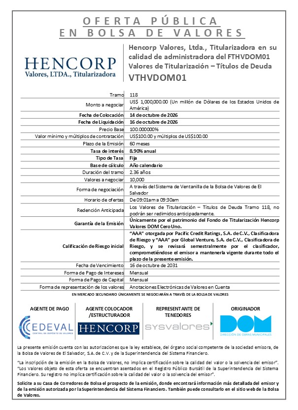 AVISO COLOCACION VTHVDOM01 T 118