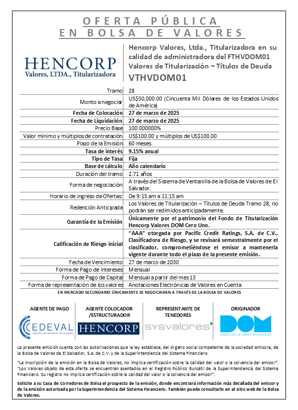 AVISO COLOCACION VTHVDOM01 T 28