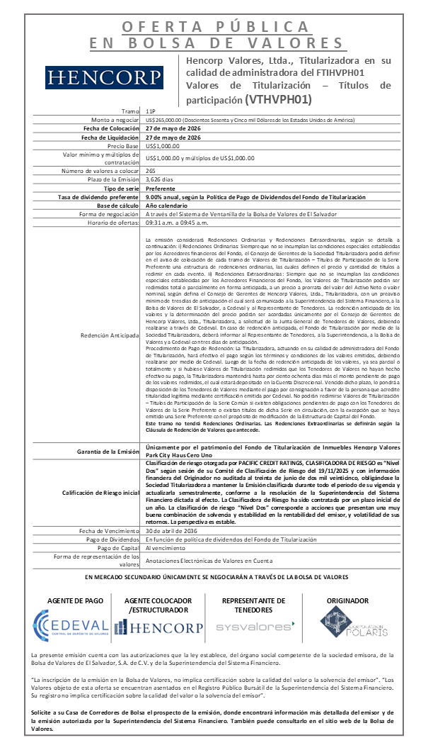 AVISO COLOCACION VTHVPH01 T11P