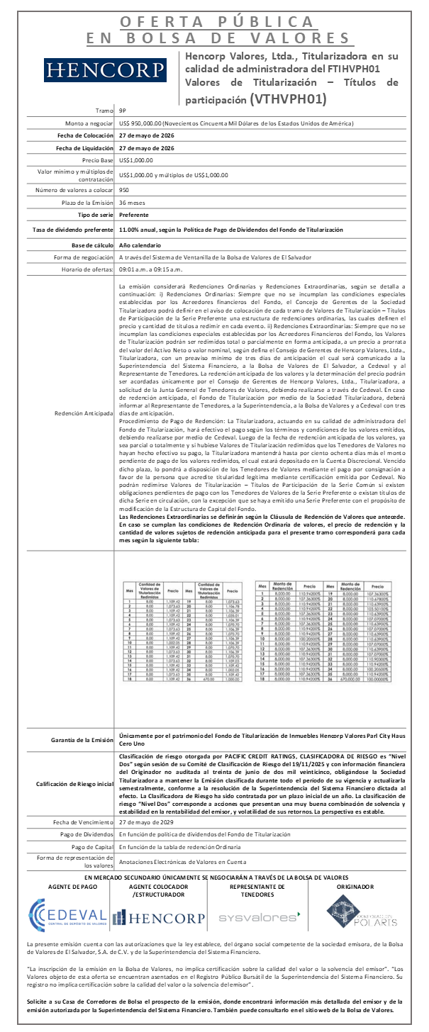 AVISO COLOCACION VTHVPH01 T9P