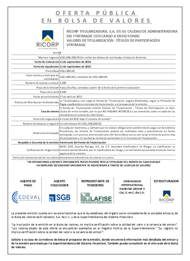 AVISO COLOCACION VTRTMAGIC Serie E