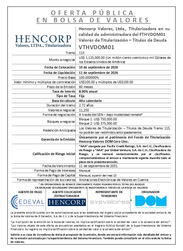 AVISO COLOCACION VTHVDOM01 T 115