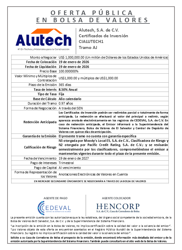 AVISO COLOCACIÓN CIALUTECH Tramo AJ