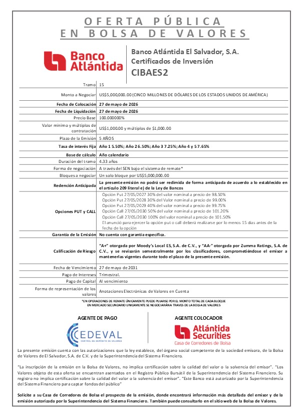 AVISO COLOCACIÓN CIBAES2 T15