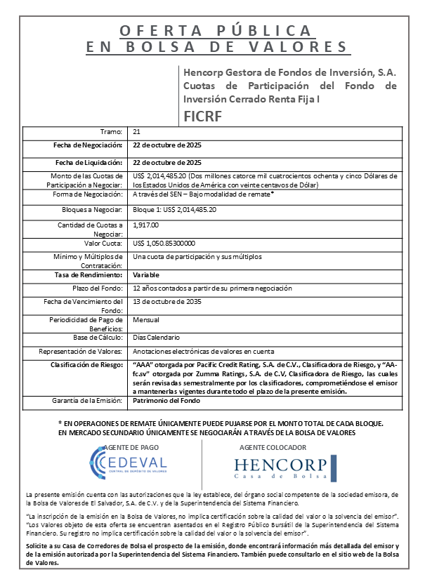 AVISO COLOCACIÓN FICRF T21