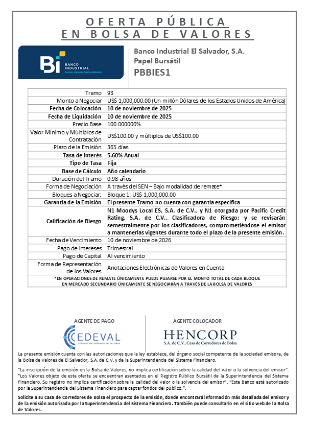 AVISO COLOCACIÓN PBBIES1 T93