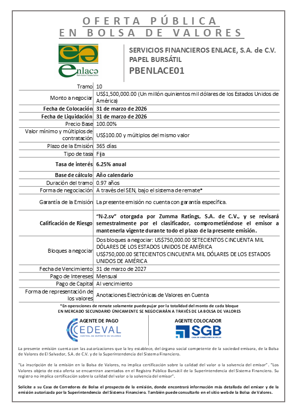 AVISO COLOCACIÓN PBENLACE01 T10