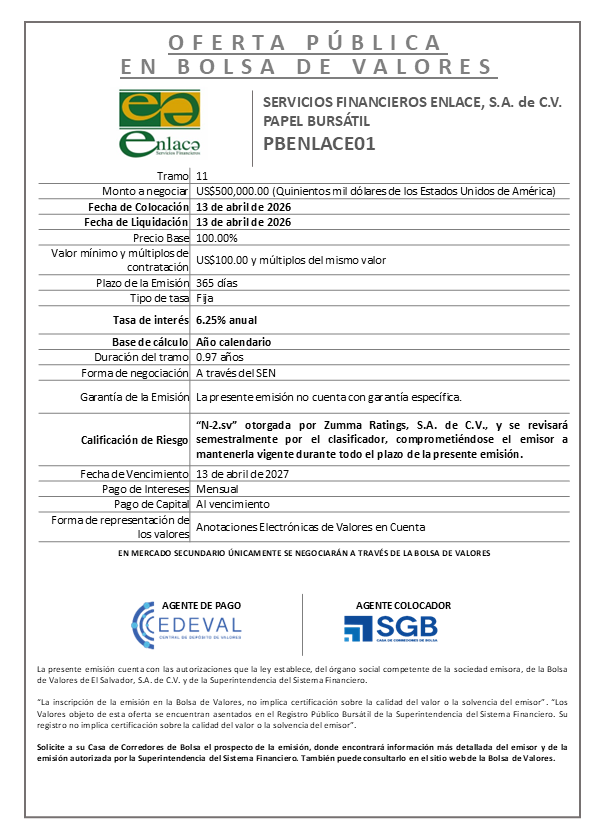 AVISO COLOCACIÓN PBENLACE01 T11