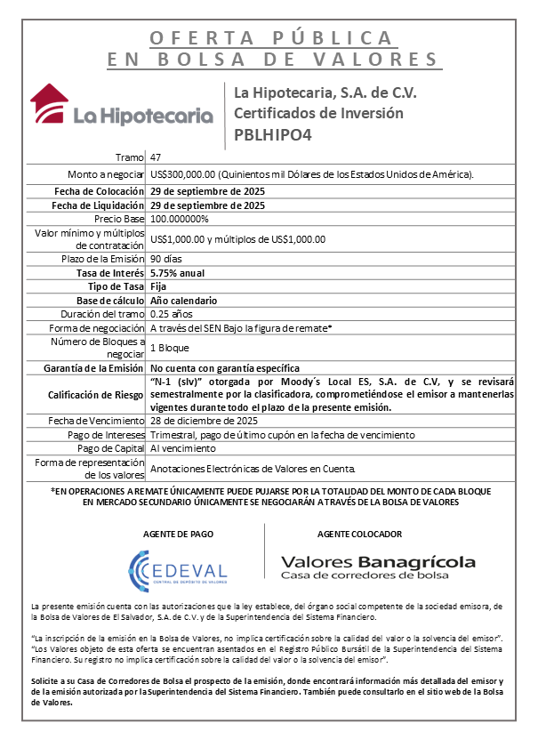 AVISO COLOCACIÓN PBLHIPO4 T47