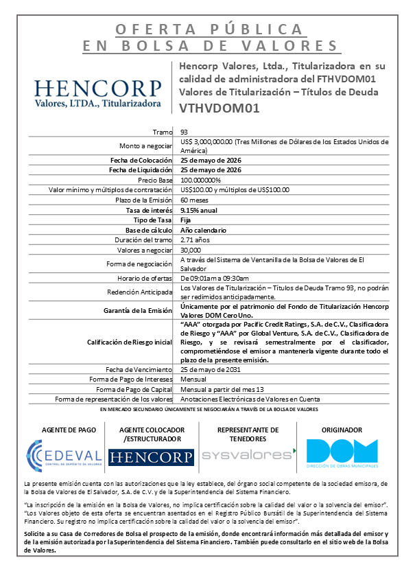 AVISO COLOCACIÓN VTHVDOM01 T93