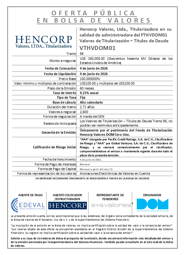 AVISO COLOCACIÓN VTHVDOM01 T96