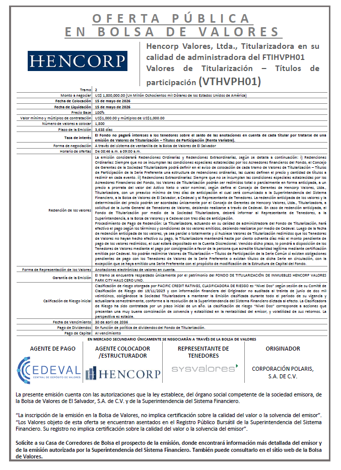 AVISO COLOCACIÓN VTHVPH01 T2