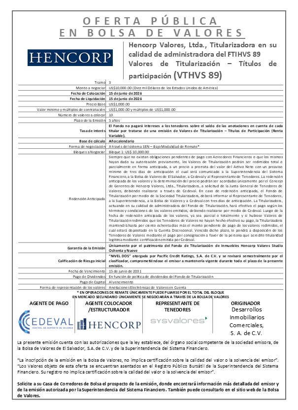 AVISO COLOCACIÓN VTHVS89 T3