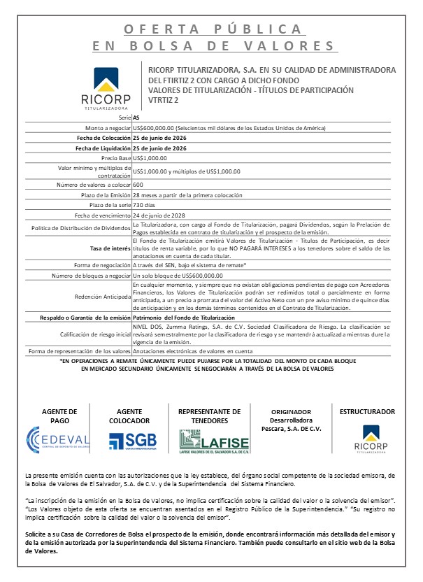 AVISO PUBLICACION VTRTIZ2 SERIE AS