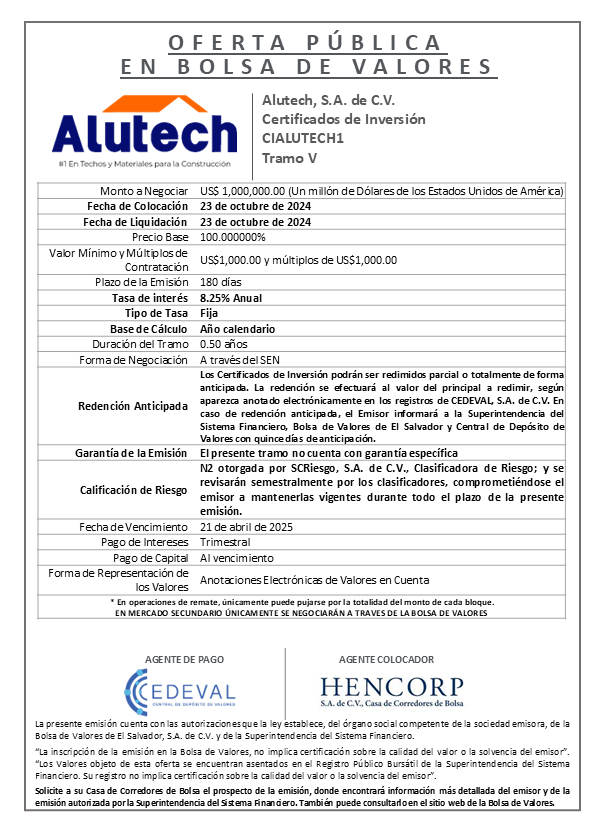 AVISO COLOCACION CIALUTECH T V