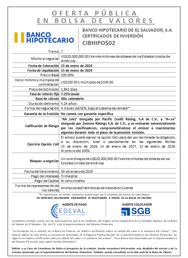 AVISO COLOCACION CIBHIPO02 T 7