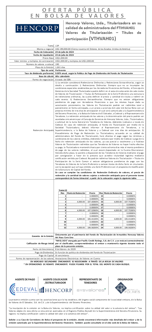 AVISO COLOCACION FTIHVAH01 T 13P