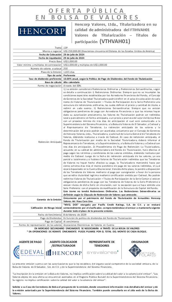 AVISO COLOCACION FTIHVAH01 T 15P