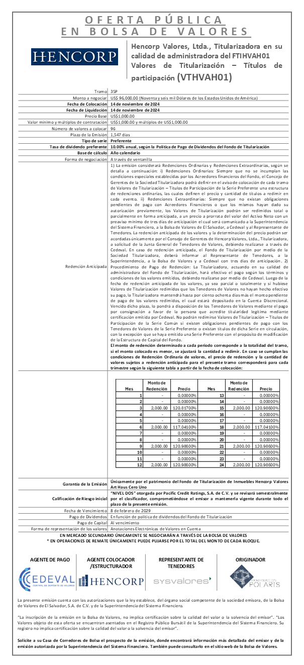 AVISO COLOCACION FTIHVAH01 T 35P