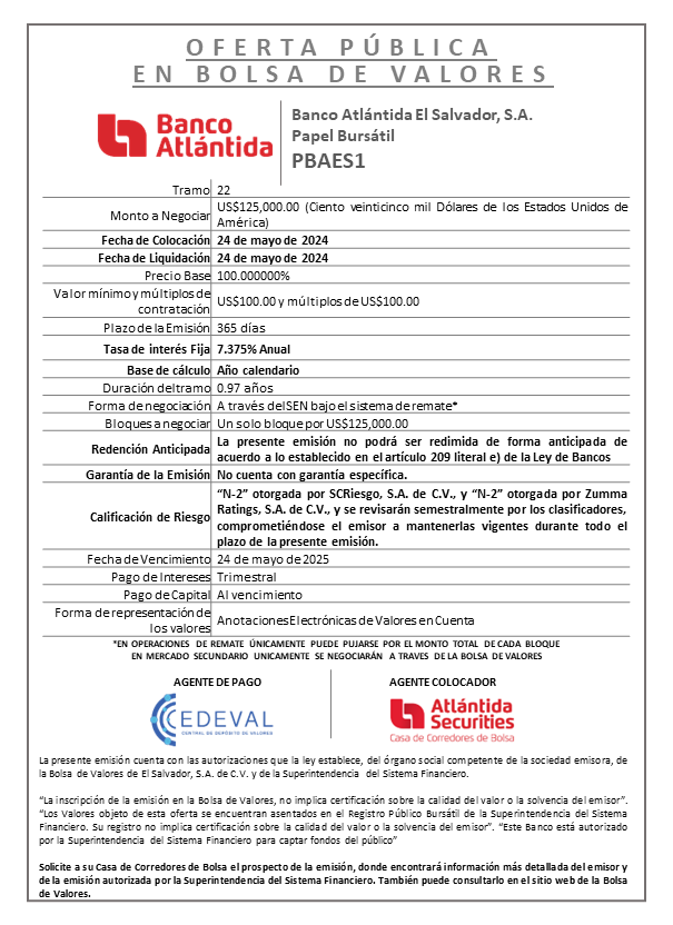 AVISO COLOCACION PBAES1 T 22