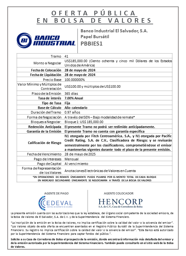 AVISO COLOCACION PBBIES1 T 41