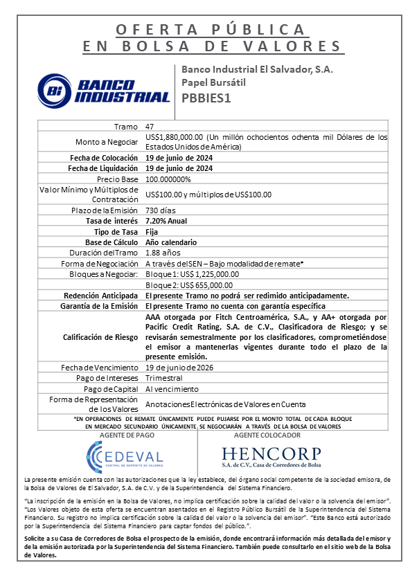 AVISO COLOCACION PBBIES1 T 47