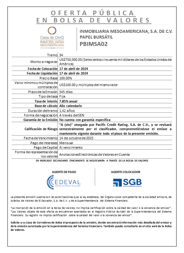 AVISO COLOCACION PBIMSA02 T 34