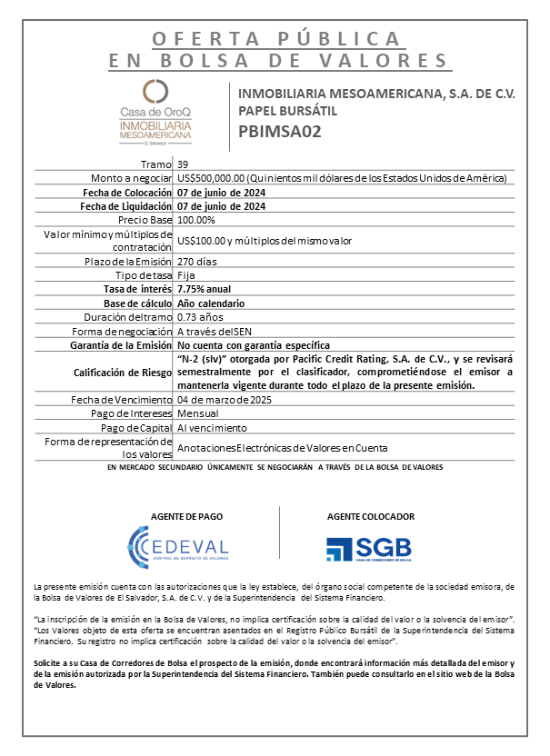 AVISO COLOCACION PBIMSA02 T 39