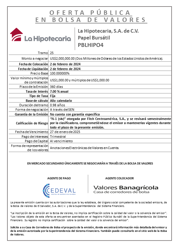 AVISO COLOCACION PBLHIPO4 T 25