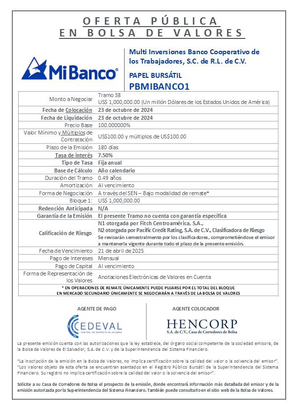 AVISO COLOCACION PBMIBANCO01 T 38