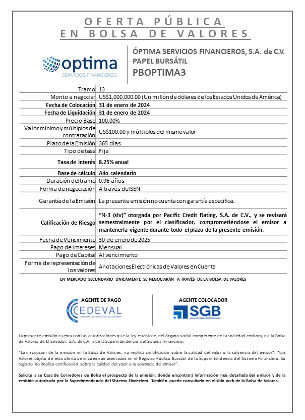 AVISO COLOCACION PBOPTIMA3 T 13