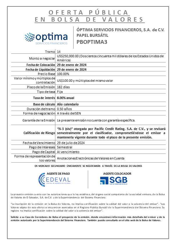 AVISO COLOCACION PBOPTIMA3 T 14