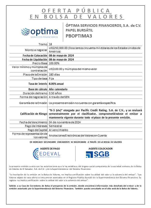 AVISO COLOCACION PBOPTIMA3 T 18