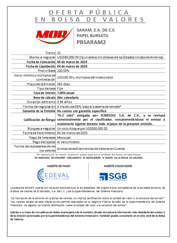 AVISO COLOCACION PBSARAM2 T 25