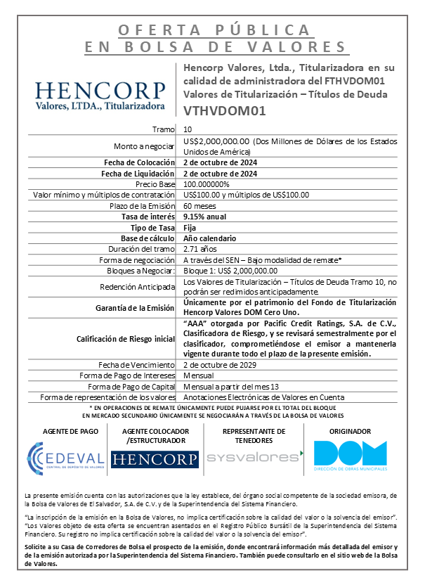 AVISO COLOCACION VTHVDOM01 T 10